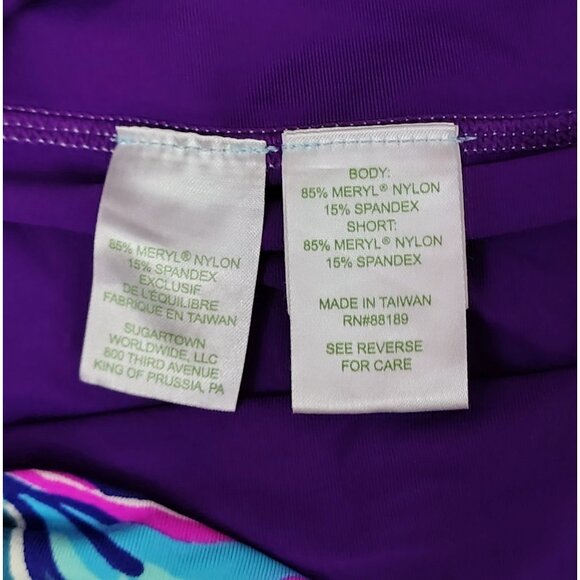 Lilly Pulitzer Luxletic Gardenia Skort Sz (M) UPF 50+ Blue Purple Tropical Cute - Picture 5 of 7